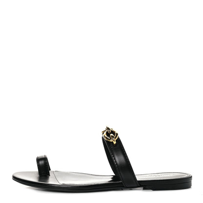 Saint Laurent Calfskin Chain Jota Maillon Sandals 40 Black 1 of 9