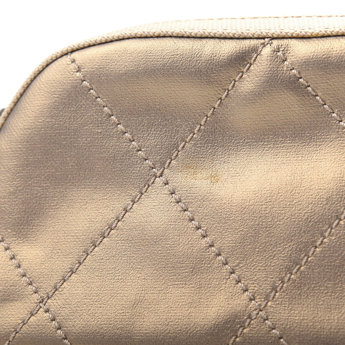 Metallic Coated Canvas Paris Biarritz Makeup Pouch Gold