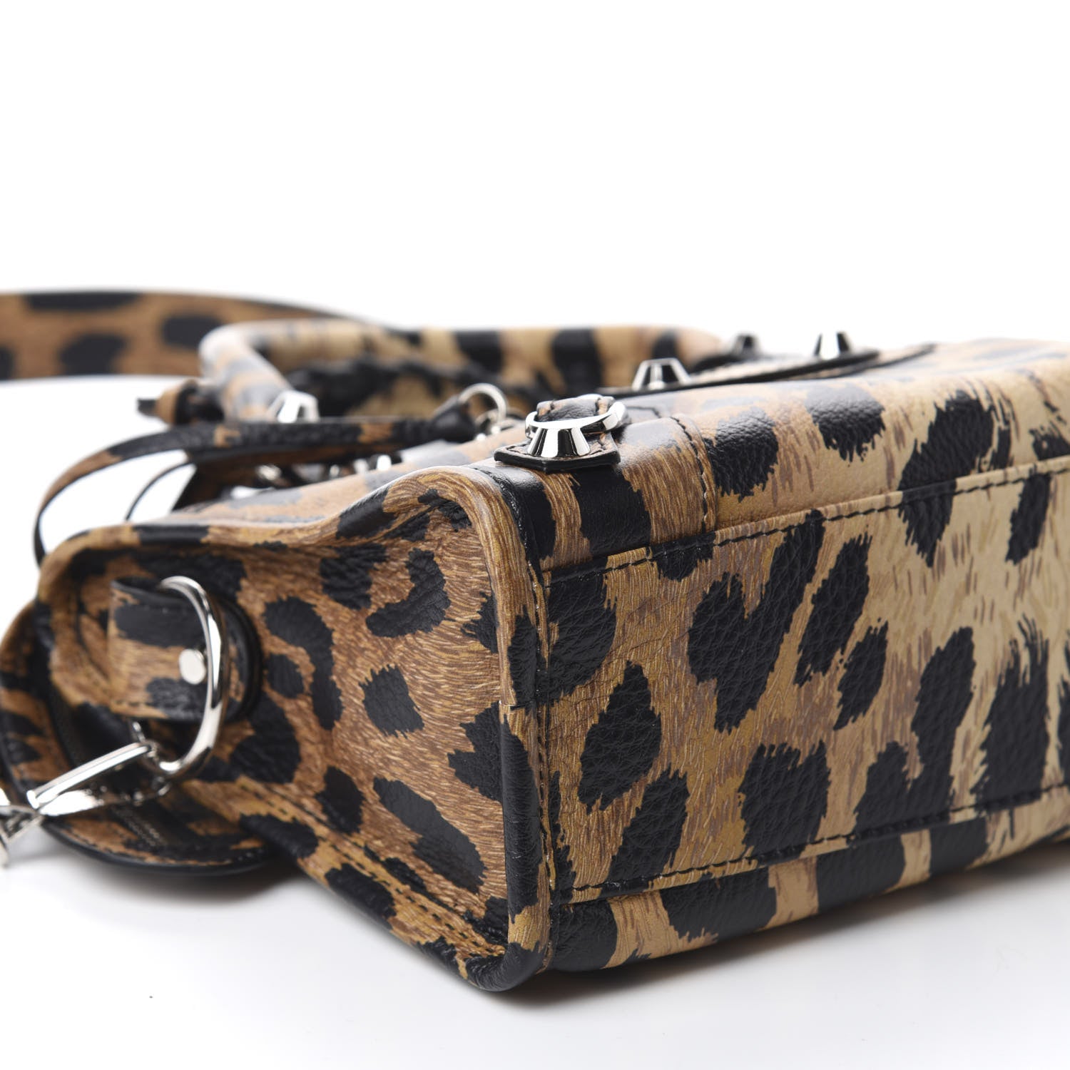 Balenciaga Smooth Calfskin Leopard Print Classic Silver Hardware Mini City Beige 6 of 11
