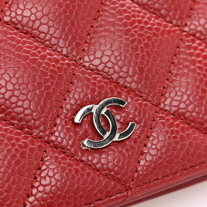 Chanel Caviar Quilted Yen Wallet Red 10 of 12