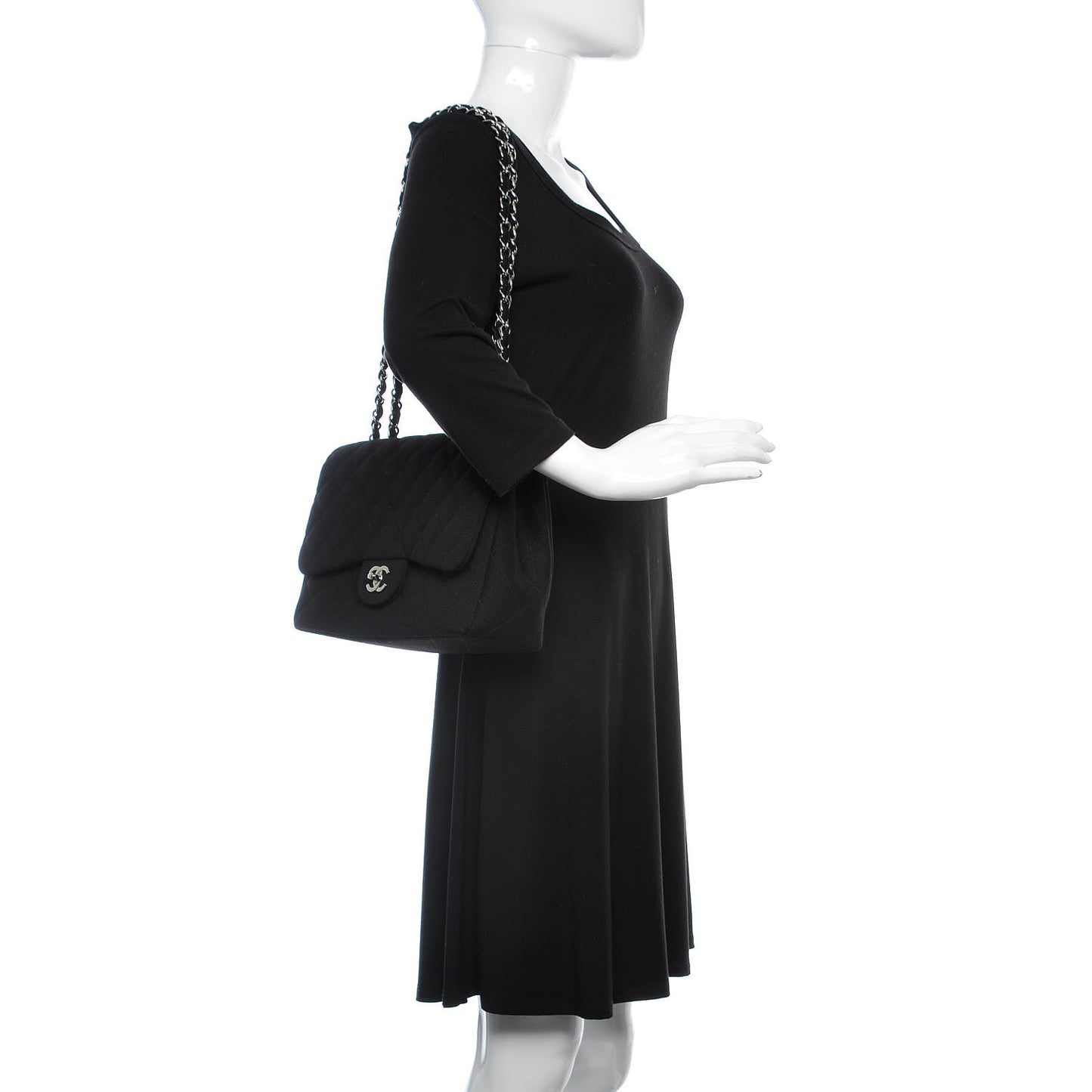 Jersey Quilted Jumbo Single Flap Black