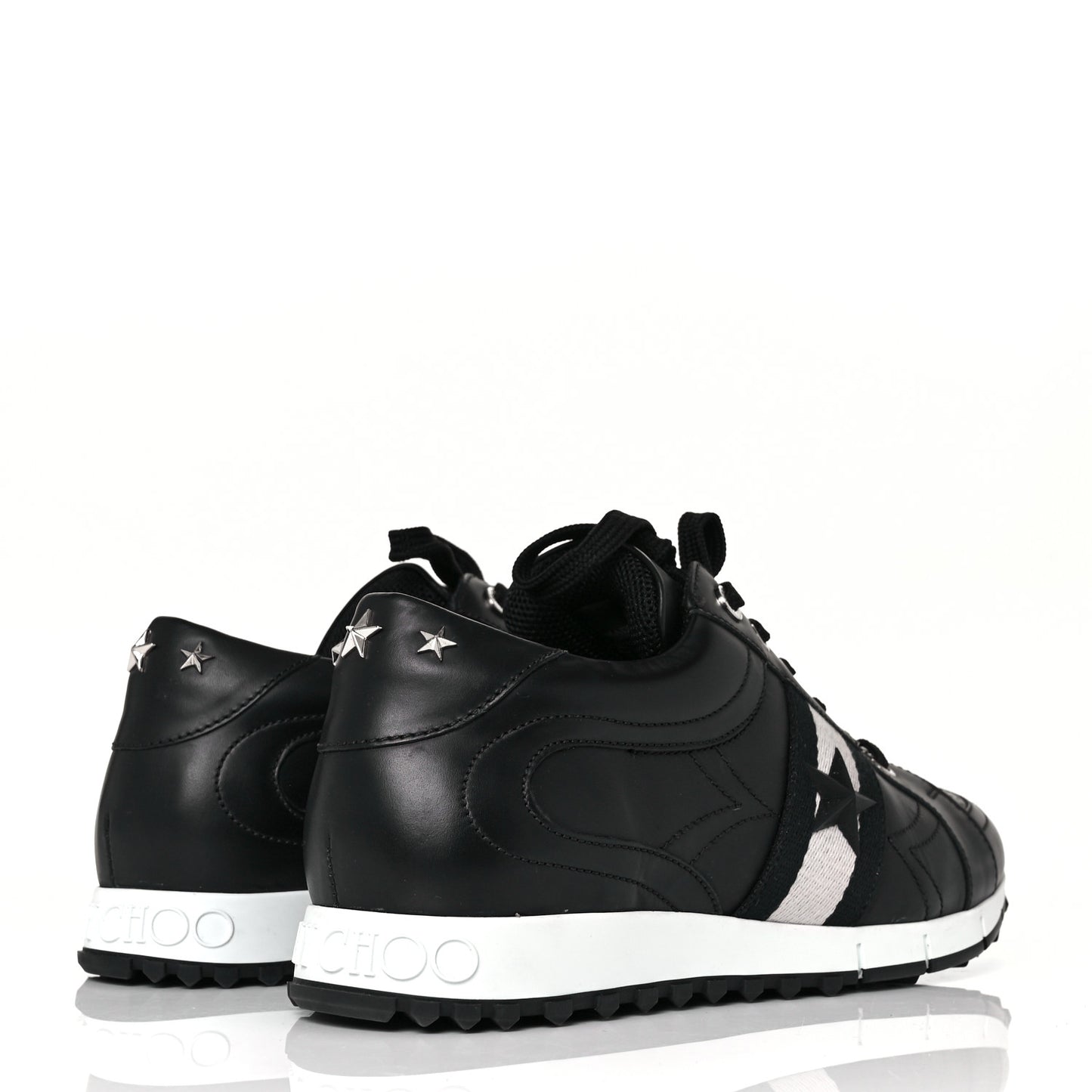 Calfskin Mens Star Stud Sneaker 44 Black