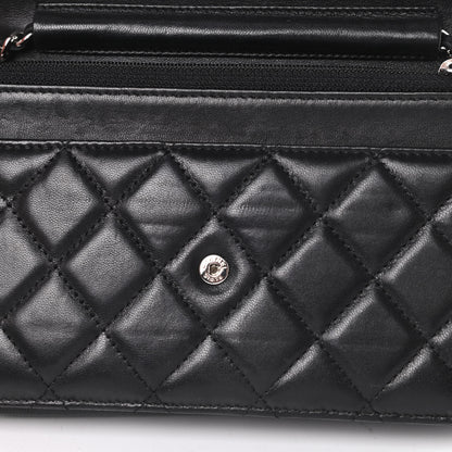 Chanel Lambskin Quilted Wallet On Chain WOC Black 12 of 17
