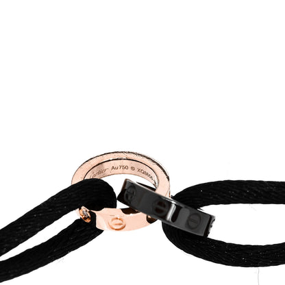 Cartier 18K Pink Gold Ceramic 4 Diamond LOVE Cord Bracelet Black 3 of 5