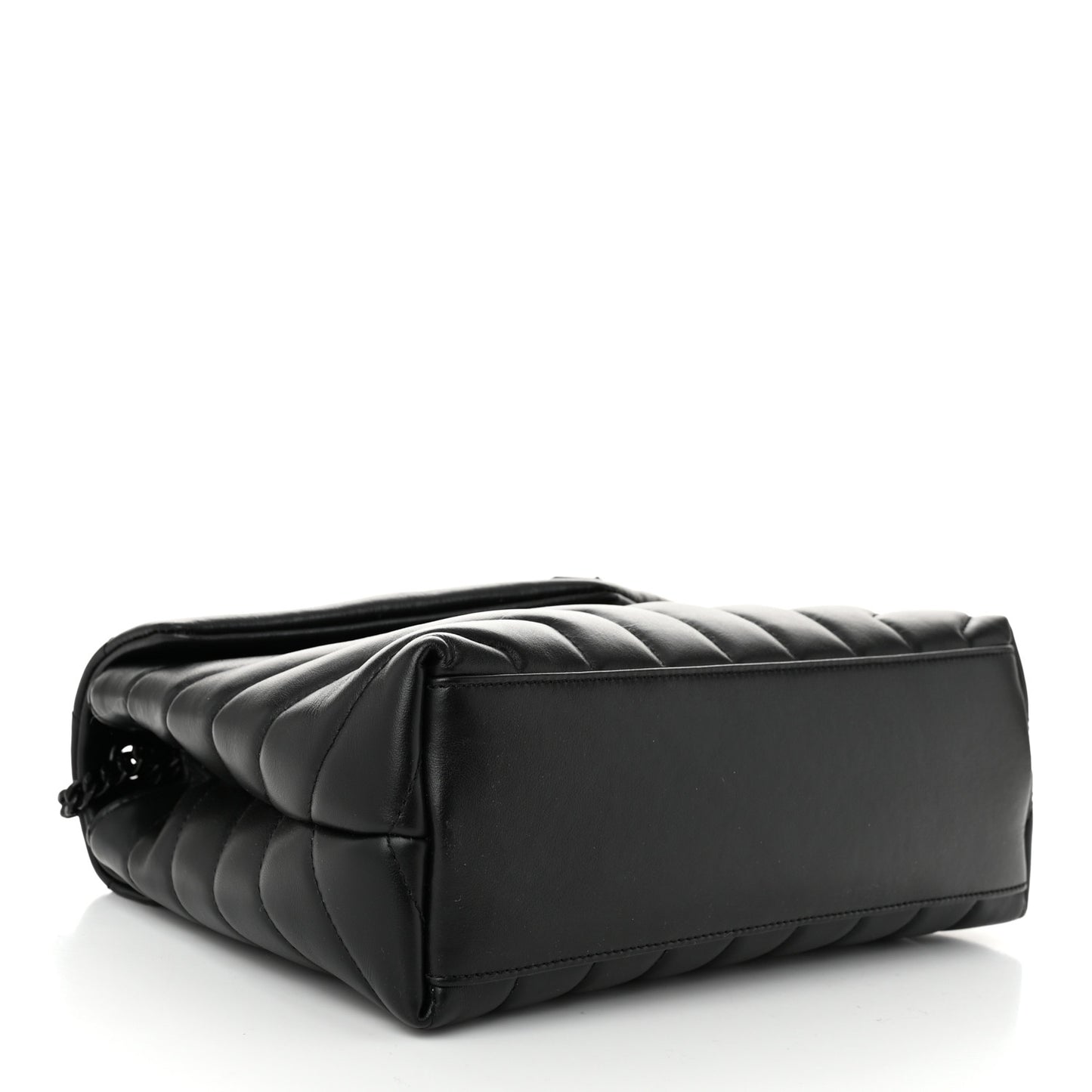Calfskin Y Quilted Monogram Monochrome Small Loulou Chain Satchel Black