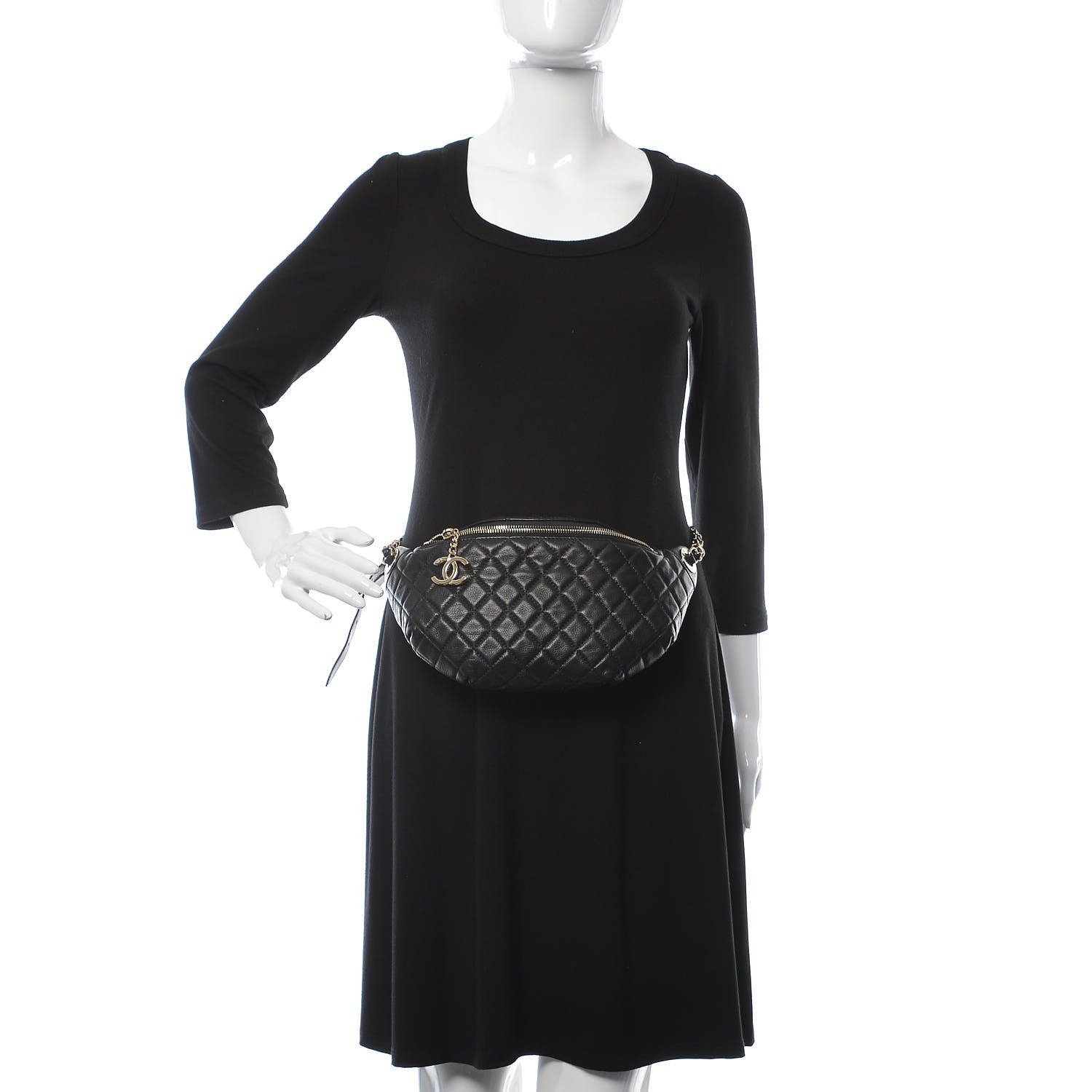 Chanel Calfskin Quilted Banane Waist Bag Fanny Pack Black 2 of 12