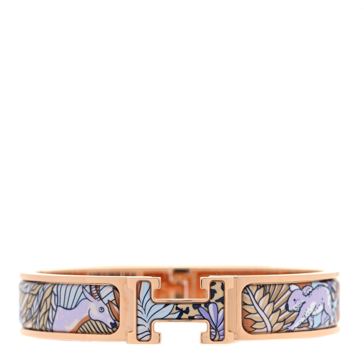Hermes Enamel Narrow Print Animaux Camoufles Clic Clac H Bracelet PM Lilas 1 of 7