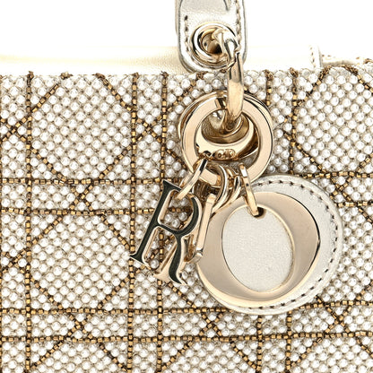 Christian Dior Lambskin Pearl Embroidered Micro Lady D-Joy Gold 8 of 10