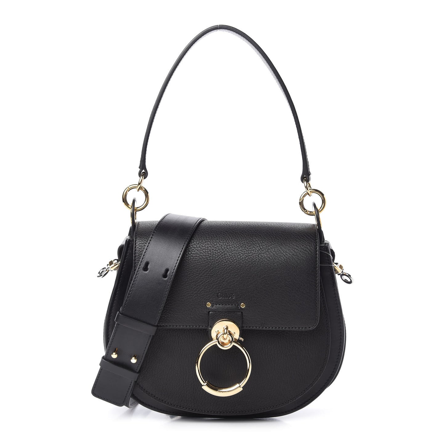 Grained Calfskin Large Tess Bag Black