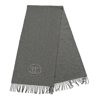 Chanel Cashmere Chain CC Fringe Scarf Grey 2 of 4