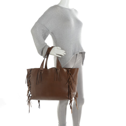 Valentino Garavani Grained Calfskin C-Rockee Fringe Tote Tan 2 of 8