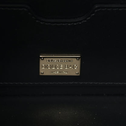 Dolce & Gabbana Cotton Calfskin Crocodile Embossed Cordonetto Lace Embroidered Box Shoulder Bag Black 6 of 9
