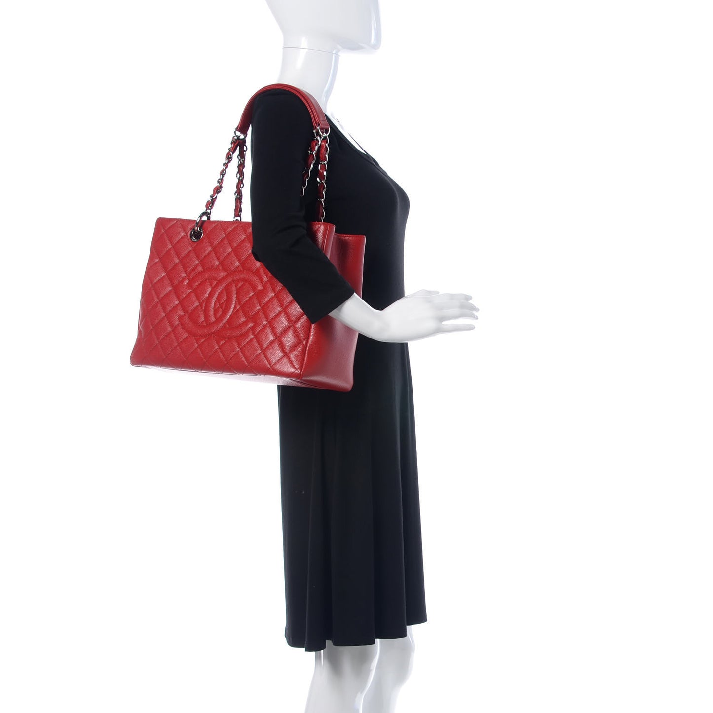 Caviar Quilted Grand Shopping Tote GST Red