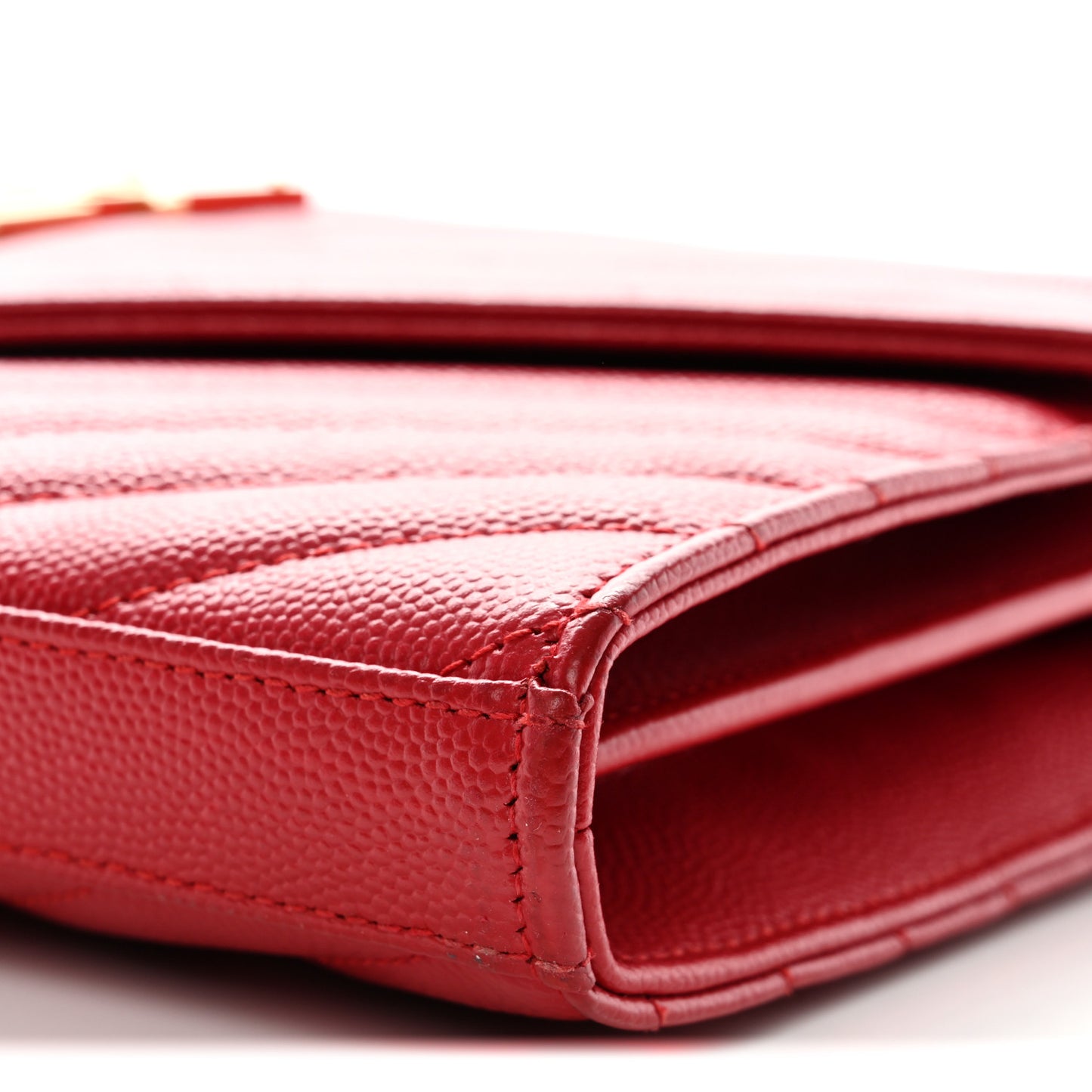 Grain De Poudre Matelasse Chevron Monogram Chain Wallet New Red