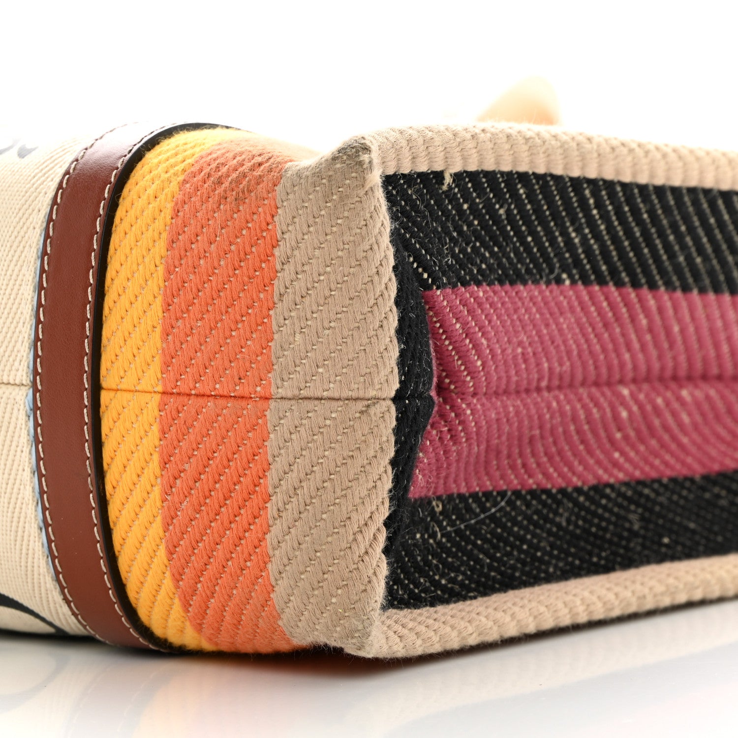 Chloe Cotton Calfskin Medium Woody Striped Tote Multicolor 10 of 13