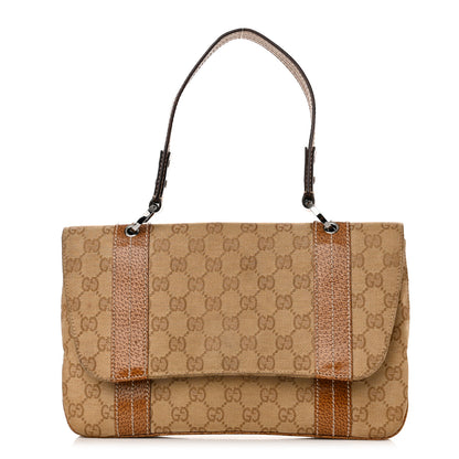 Gucci Monogram Satchel Bag Brown 1 of 14