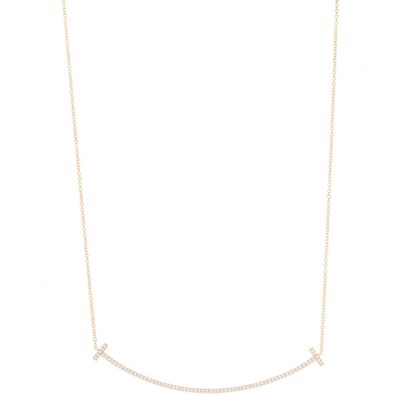 18K Rose Gold Diamond T Smile Pendant Necklace