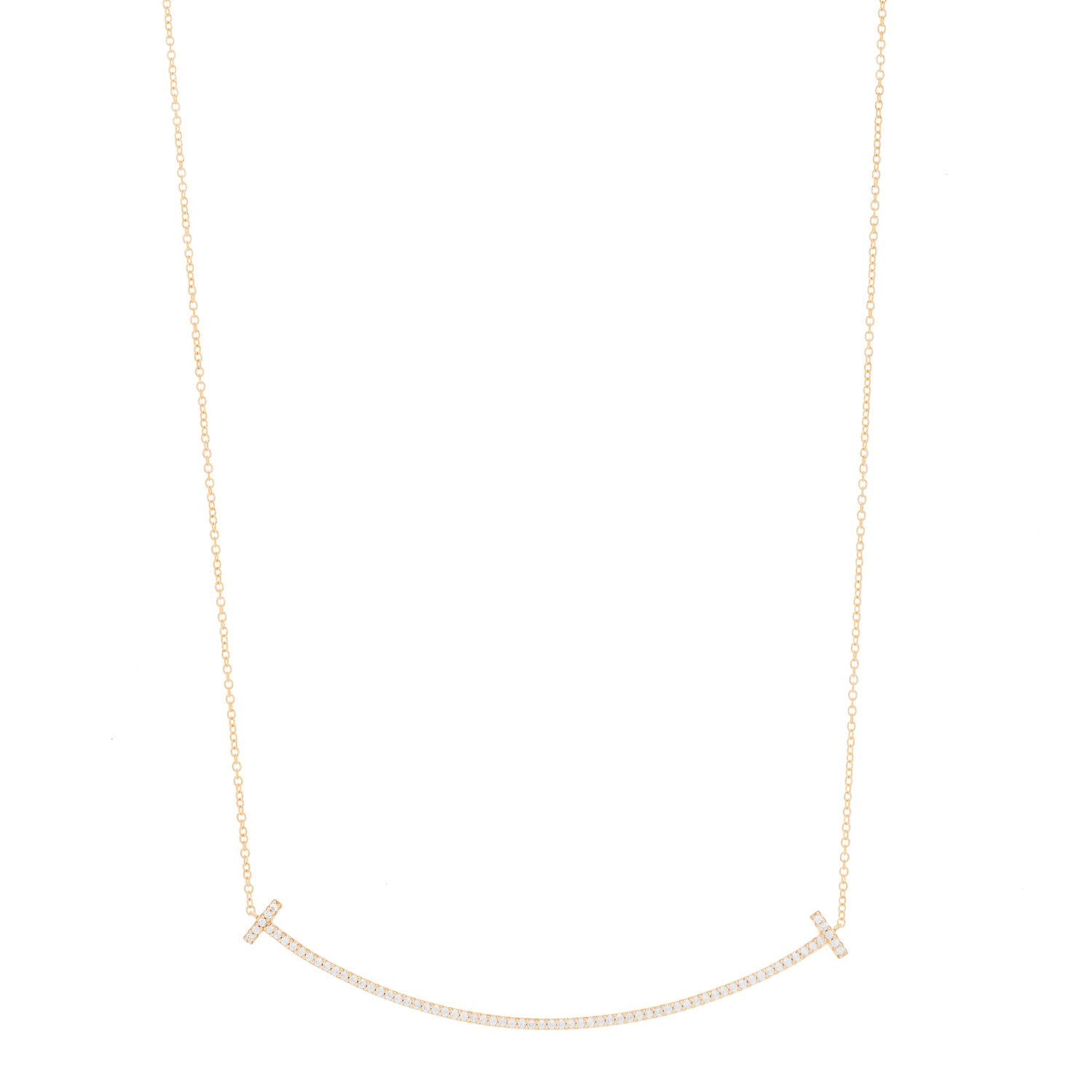 Tiffany 18K Rose Gold Diamond T Smile Pendant Necklace 1 of 7