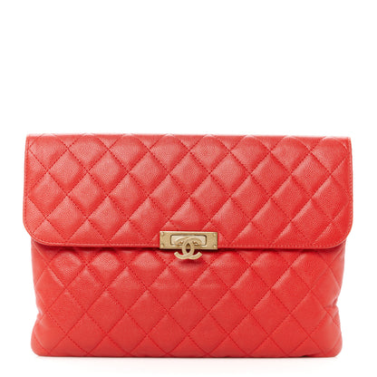 Chanel Caviar Quilted Medium Golden Class Pouch Red 1 of 8