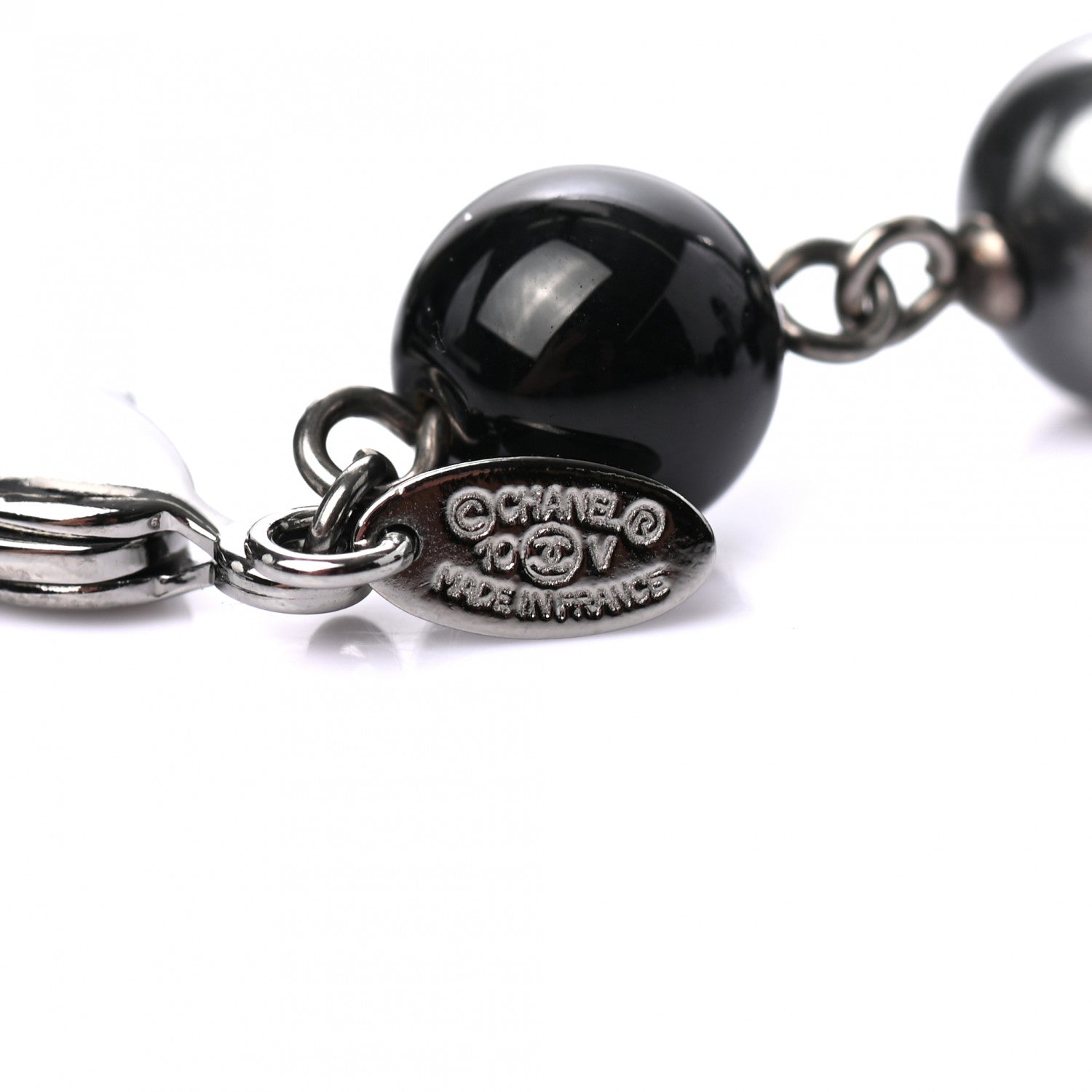 Chanel Ruthenium Pearl Beaded CC Long Necklace Black 5 of 5