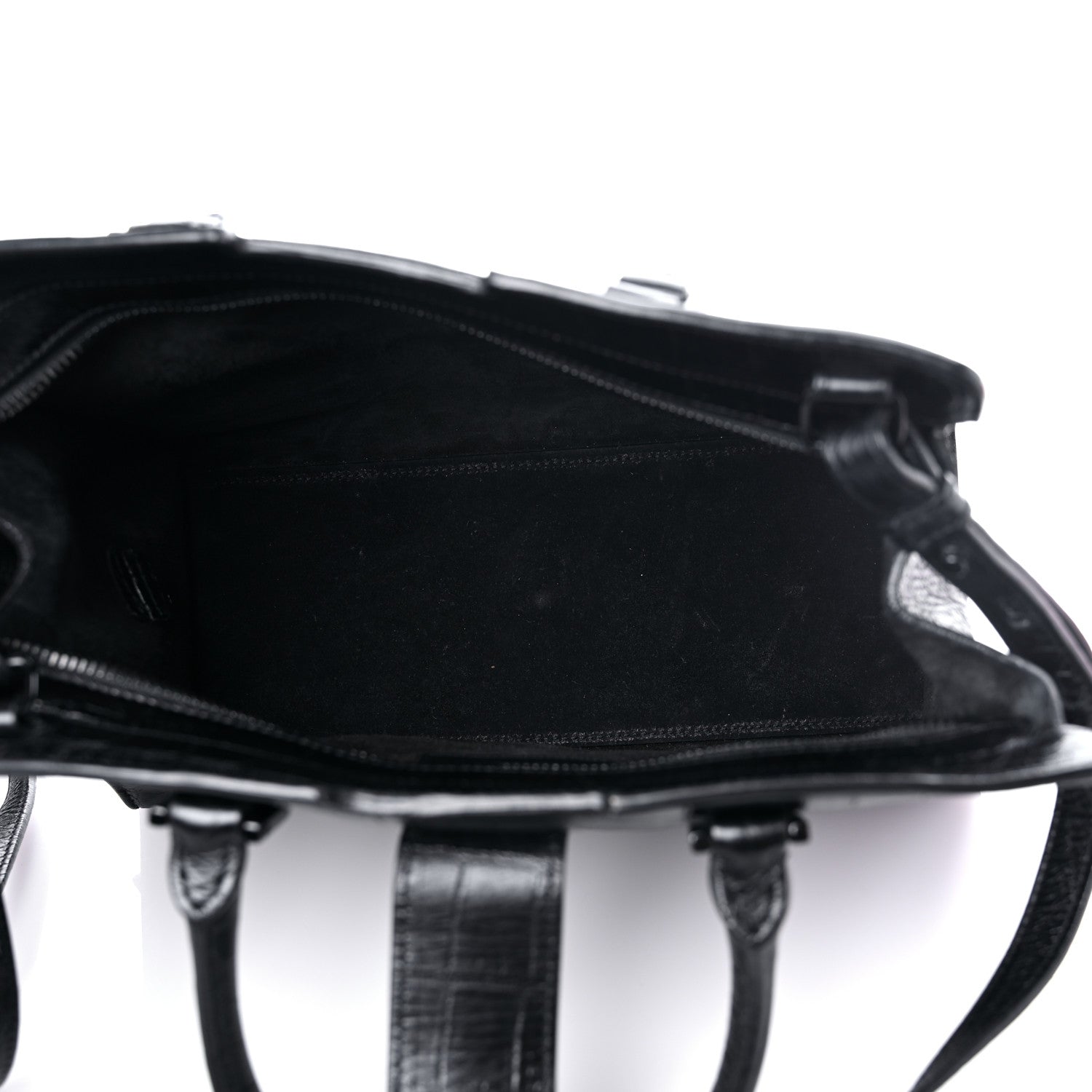 Saint Laurent Calfskin Crocodile Embossed Monogram Baby Cabas Black 5 of 11