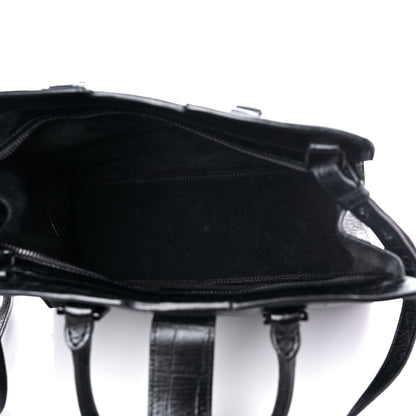 Saint Laurent Calfskin Crocodile Embossed Monogram Baby Cabas Black 5 of 11