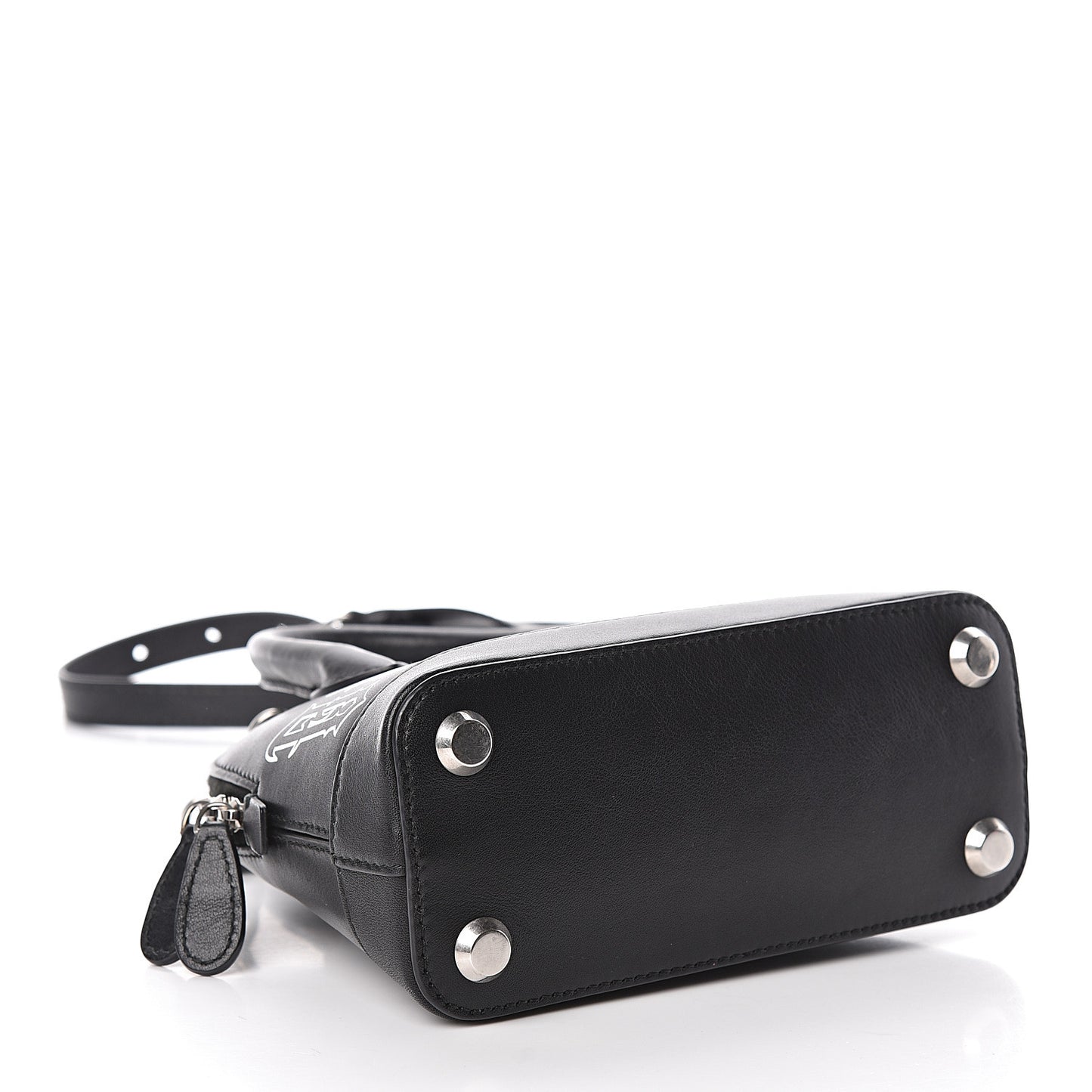 Calfskin Gothic Logo XXS Ville Top Handle Bag Black White