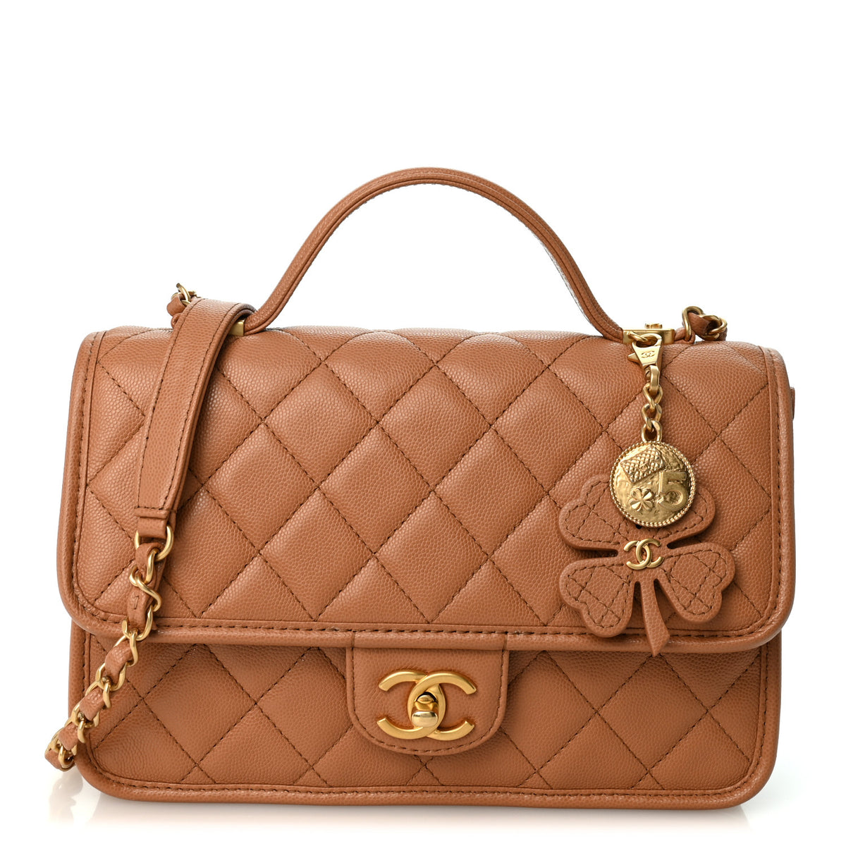 Chanel Caviar Quilted School Memory Top Handle Flap Brown 1 of 9