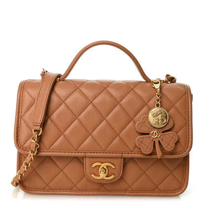 Chanel Caviar Quilted School Memory Top Handle Flap Brown 1 of 9