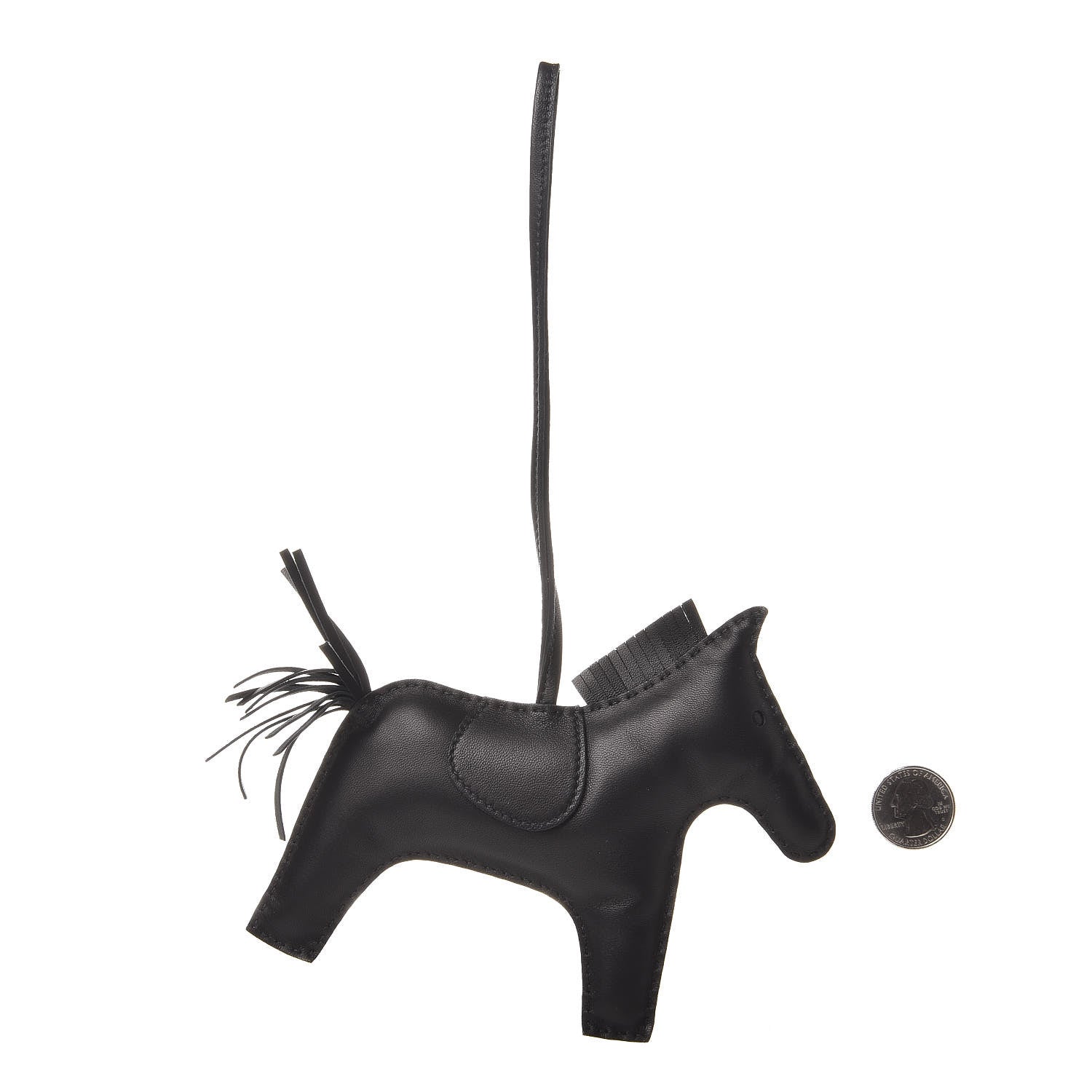 Hermes Milo Lambskin Grigri Rodeo Horse Bag Charm GM So Black 2 of 4