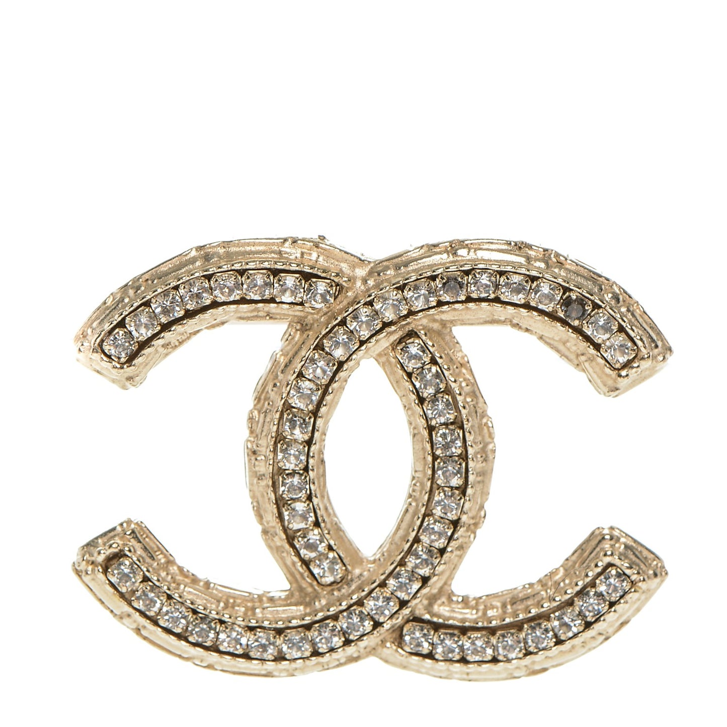 Crystal CC Brooch Light Gold