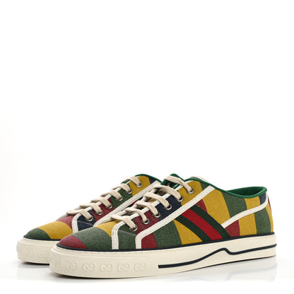Gucci Canvas Web Marley Stripe Mens 1977 Tennis Sneakers 8 Multicolor Mystic White 4 of 10