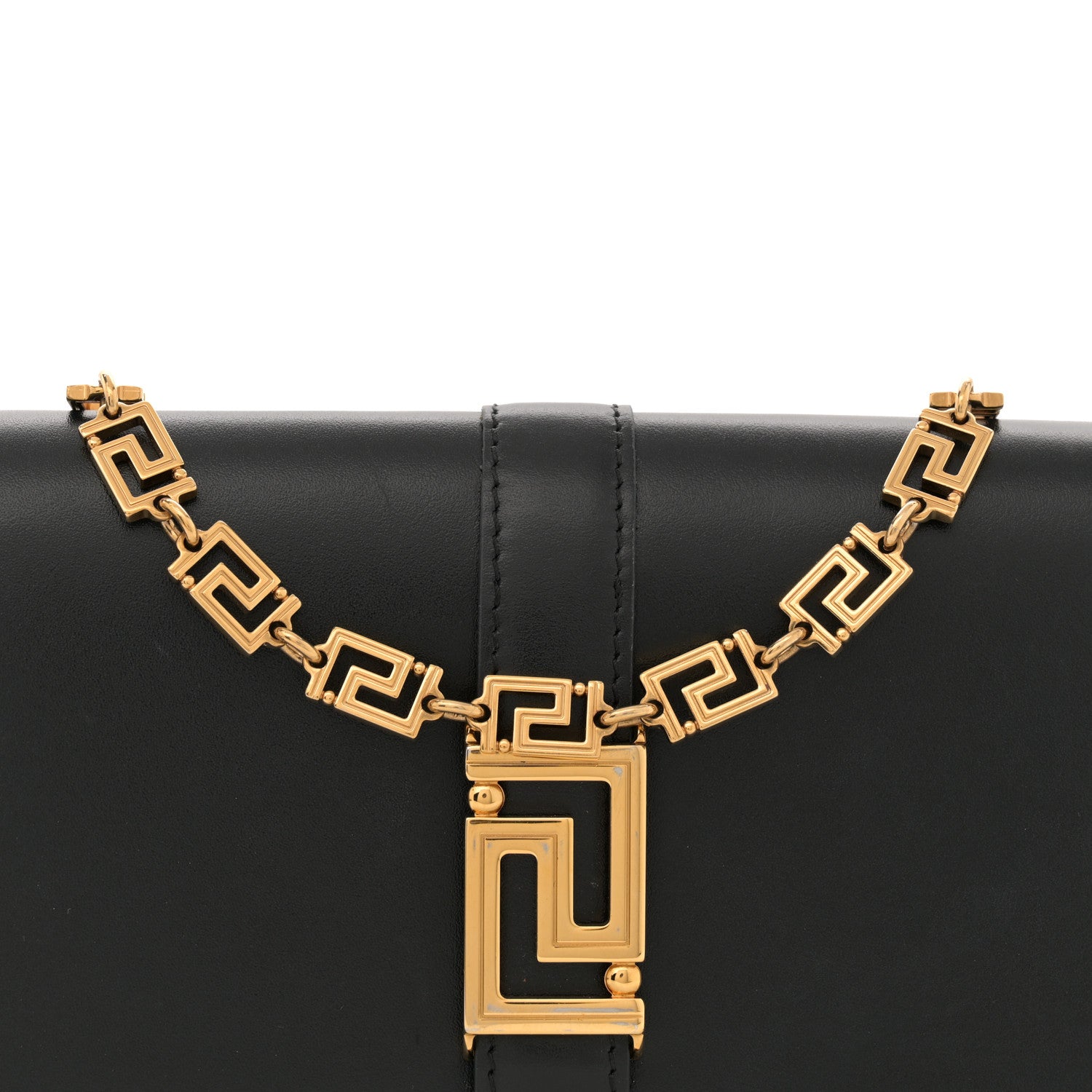 Versace Calfskin Greca Goddess Wallet On Chain Black 7 of 10