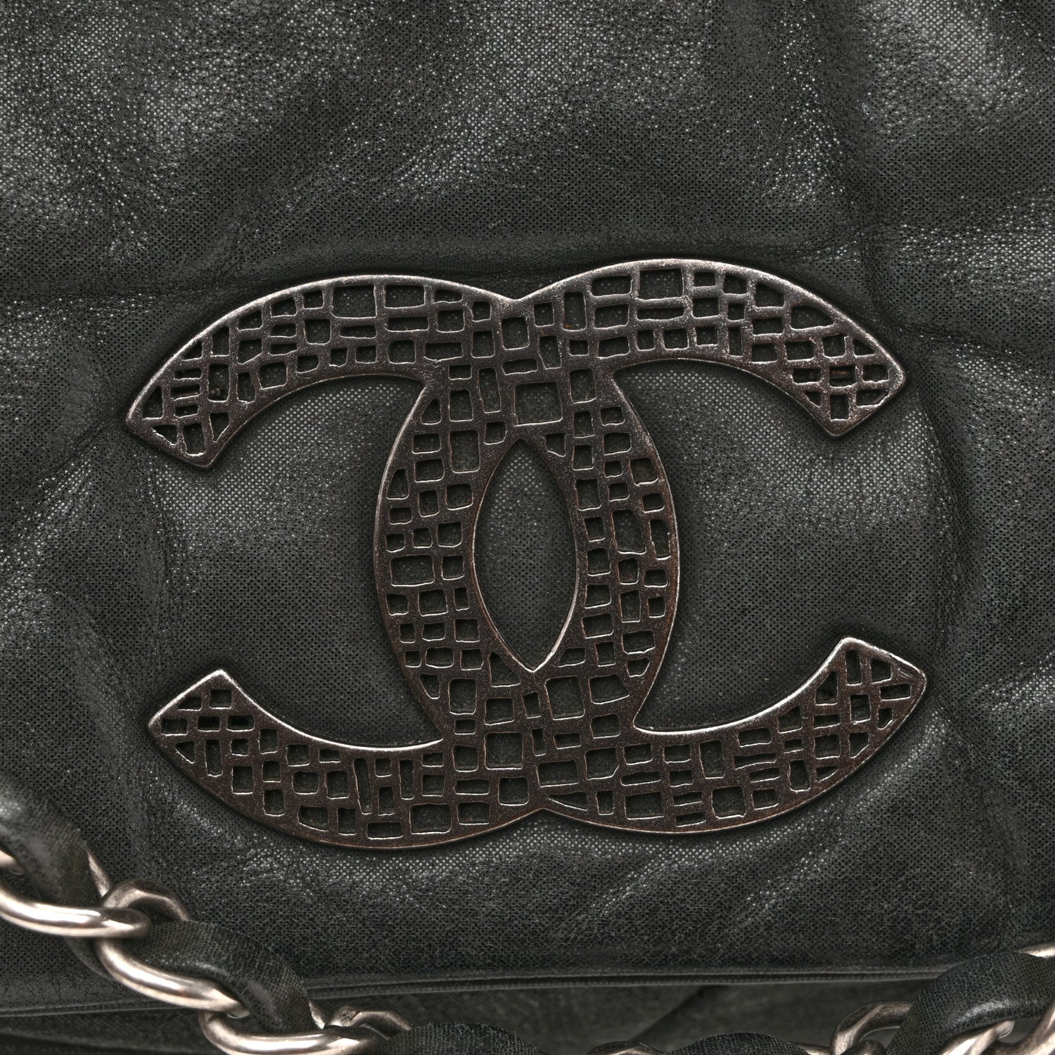 Chanel Iridescent Calfskin Glint Accordion Flap Black 1856955