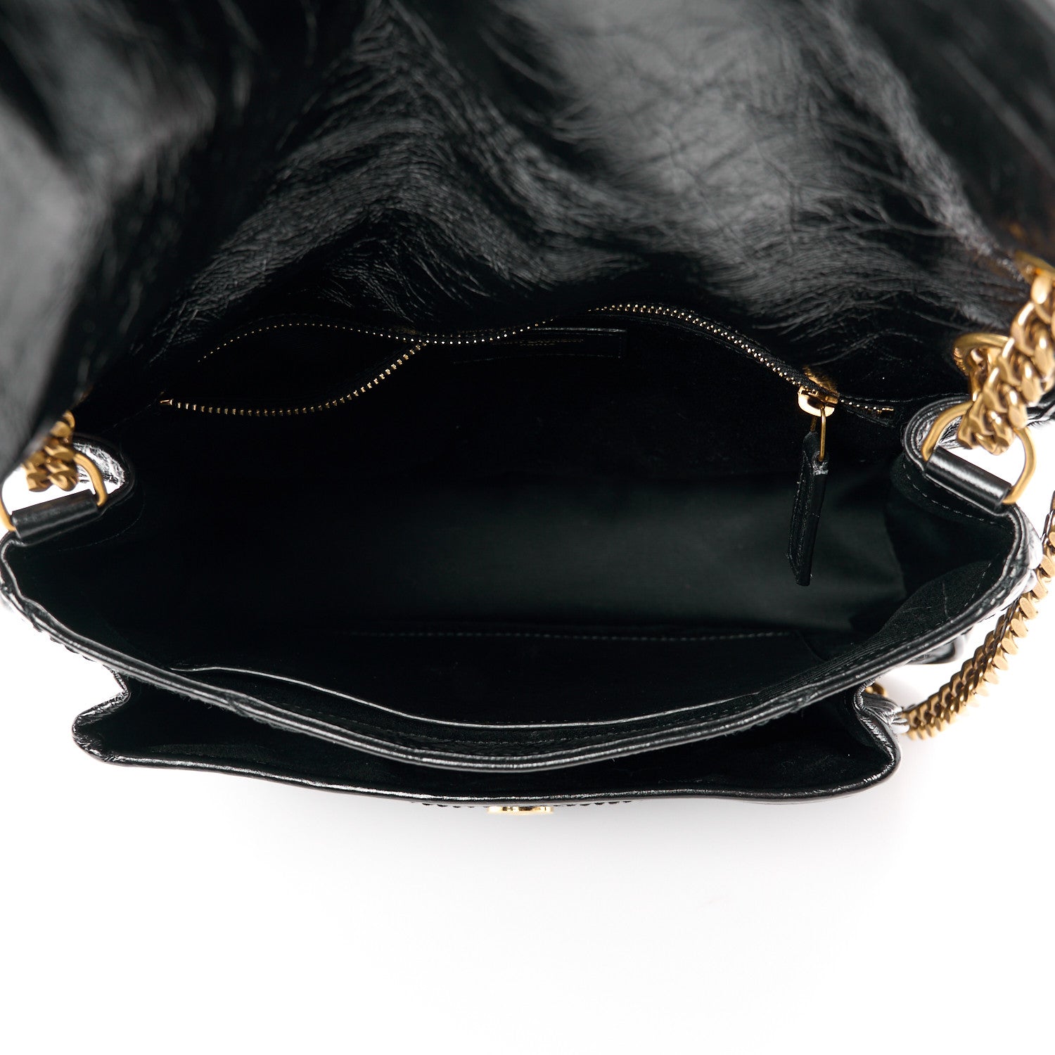 Saint Laurent Crinkled Calfskin Matelasse Monogram Medium Niki Chain Satchel Black 5 of 12