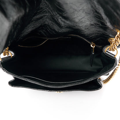 Saint Laurent Crinkled Calfskin Matelasse Monogram Medium Niki Chain Satchel Black 5 of 12