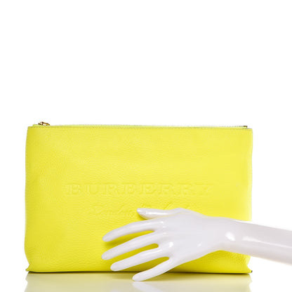 Burberry Soft Calfskin Large Duncan Zip Pouch Neon Yellow 2 of 8
