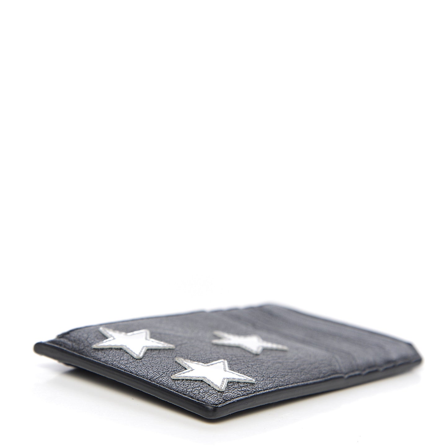 Calfskin 5 Fragments Stars Zip Pouch Card Holder Black