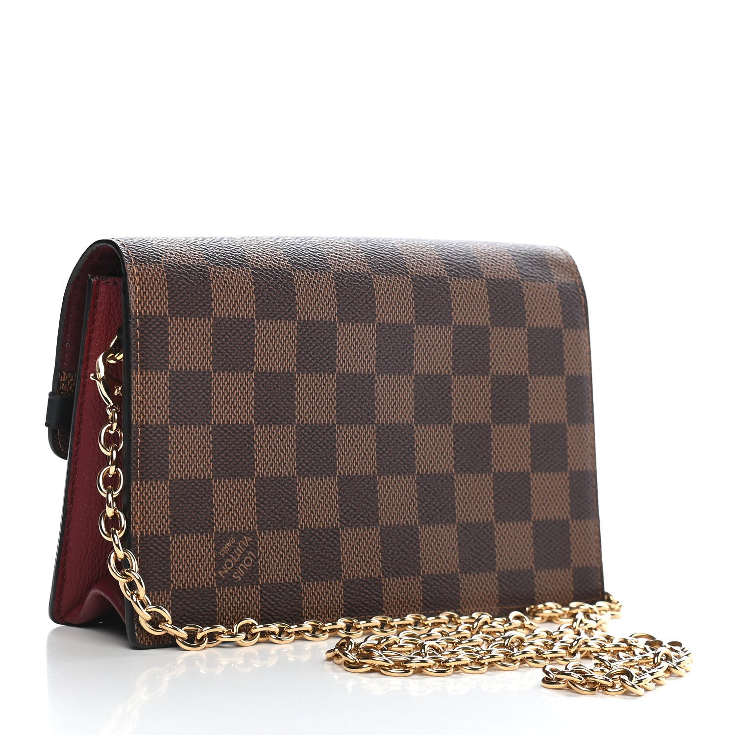 Louis Vuitton Damier Ebene Vavin Chain Wallet Red 2 of 7