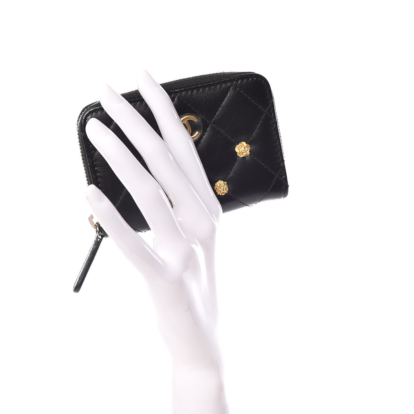 Lambskin Lucky Charms Zip Coin Purse Black