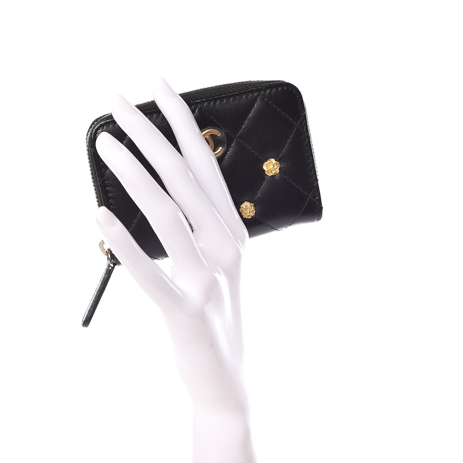 Chanel Lambskin Lucky Charms Zip Coin Purse Black 2 of 8