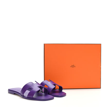 Hermes Calfskin Oran Sandals 38 Violet Majorette 9 of 9