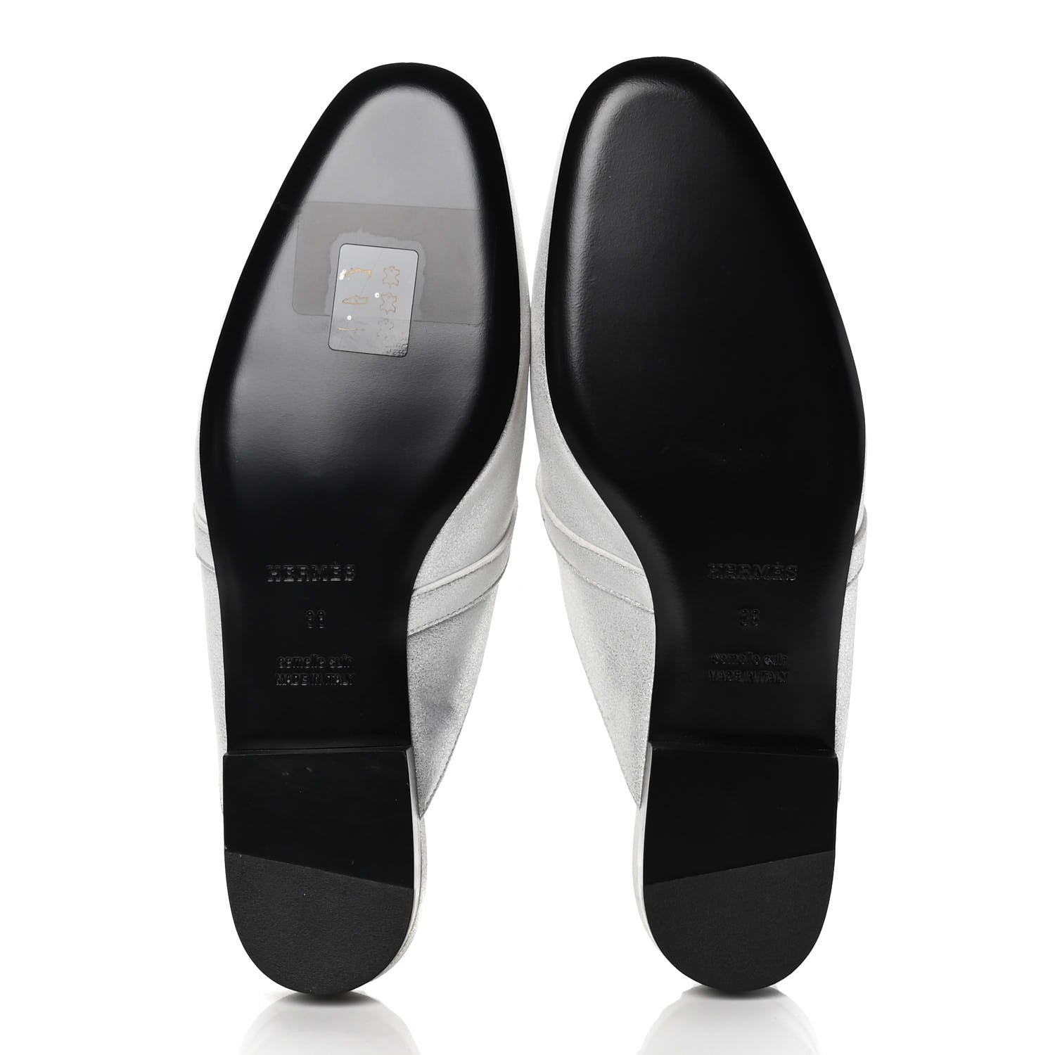 Hermes Metallic Velvet Goatskin Oz Mules 38 Gris Argente 7 of 10