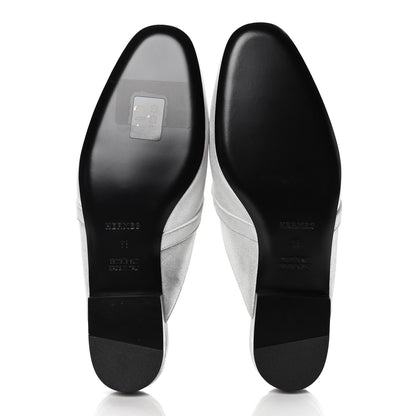 Hermes Metallic Velvet Goatskin Oz Mules 38 Gris Argente 7 of 10