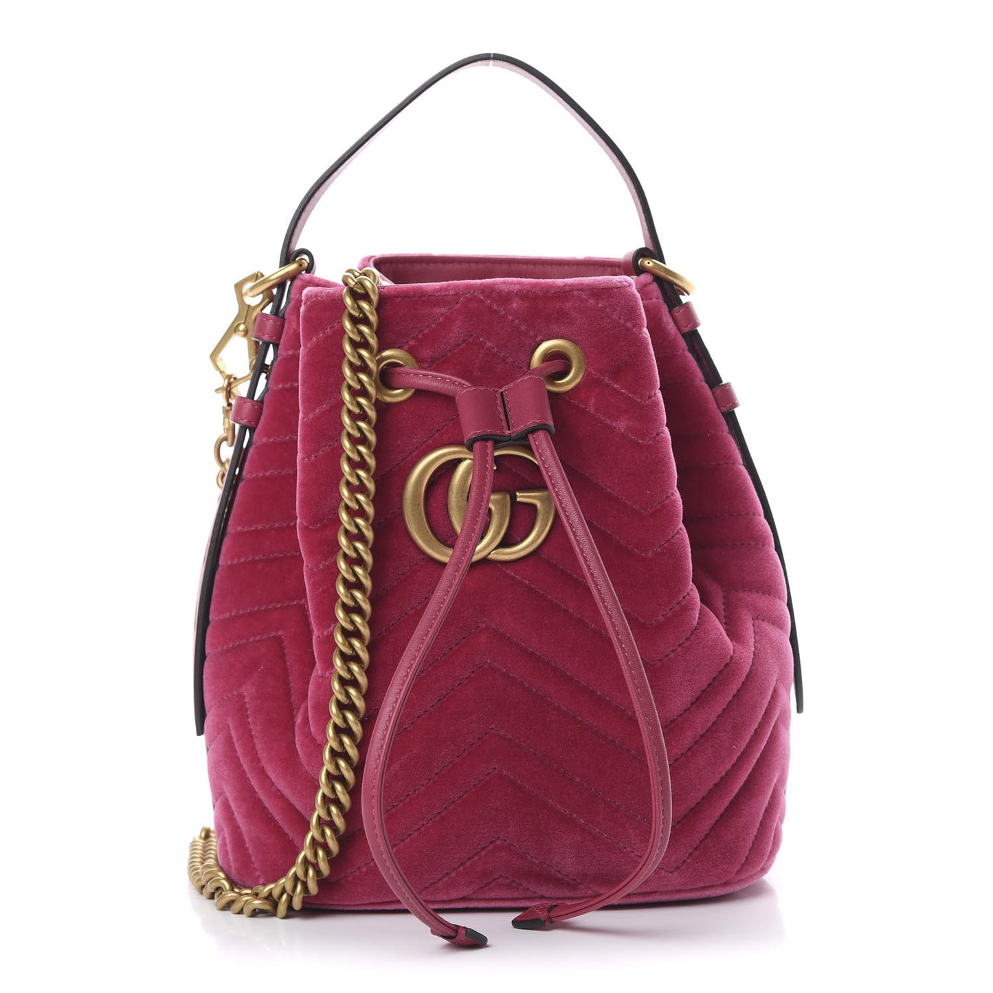 Velvet Matelasse GG Marmont Bucket Bag Light Raspberry Rose