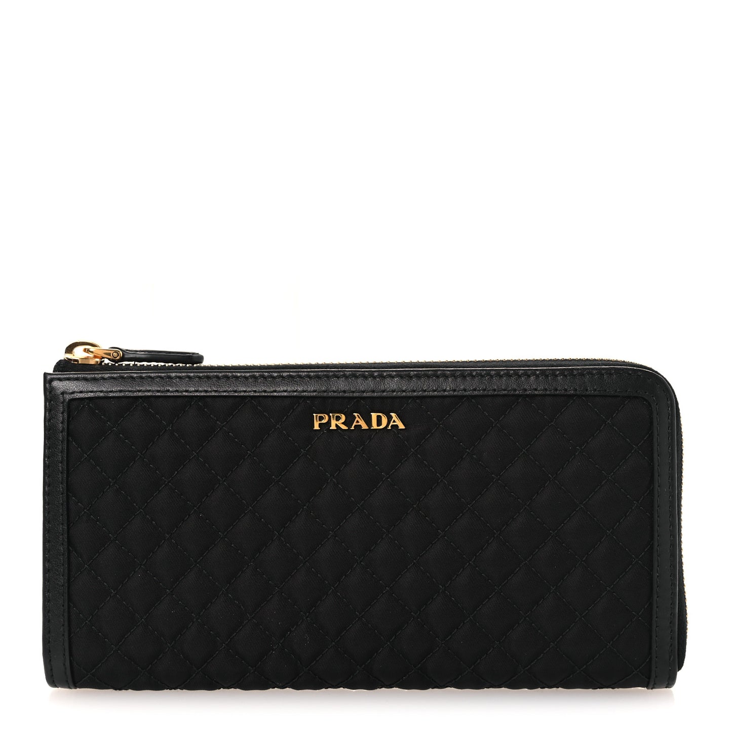 Tessuto Nylon Quilted Zip Around Wallet Black