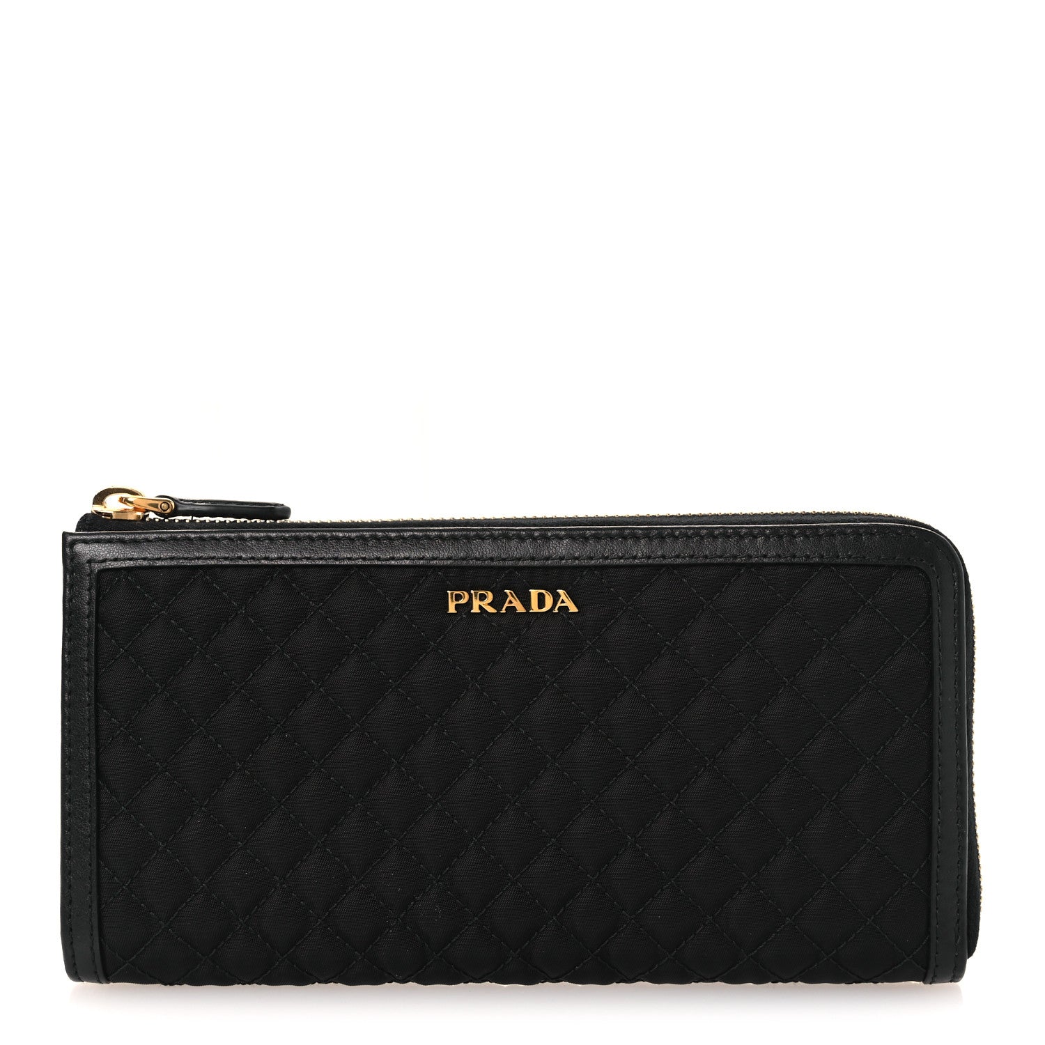 Prada Tessuto Nylon Quilted Zip Around Wallet Black 1 of 8