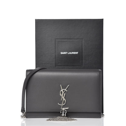 Saint Laurent Smooth Calfskin Classic Monogram Kate Tassel Chain Wallet Asphalt 7 of 7