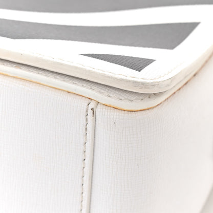 Off-White Saffiano Striped Mini Diag Binder Clip Bag White Black 10 of 17
