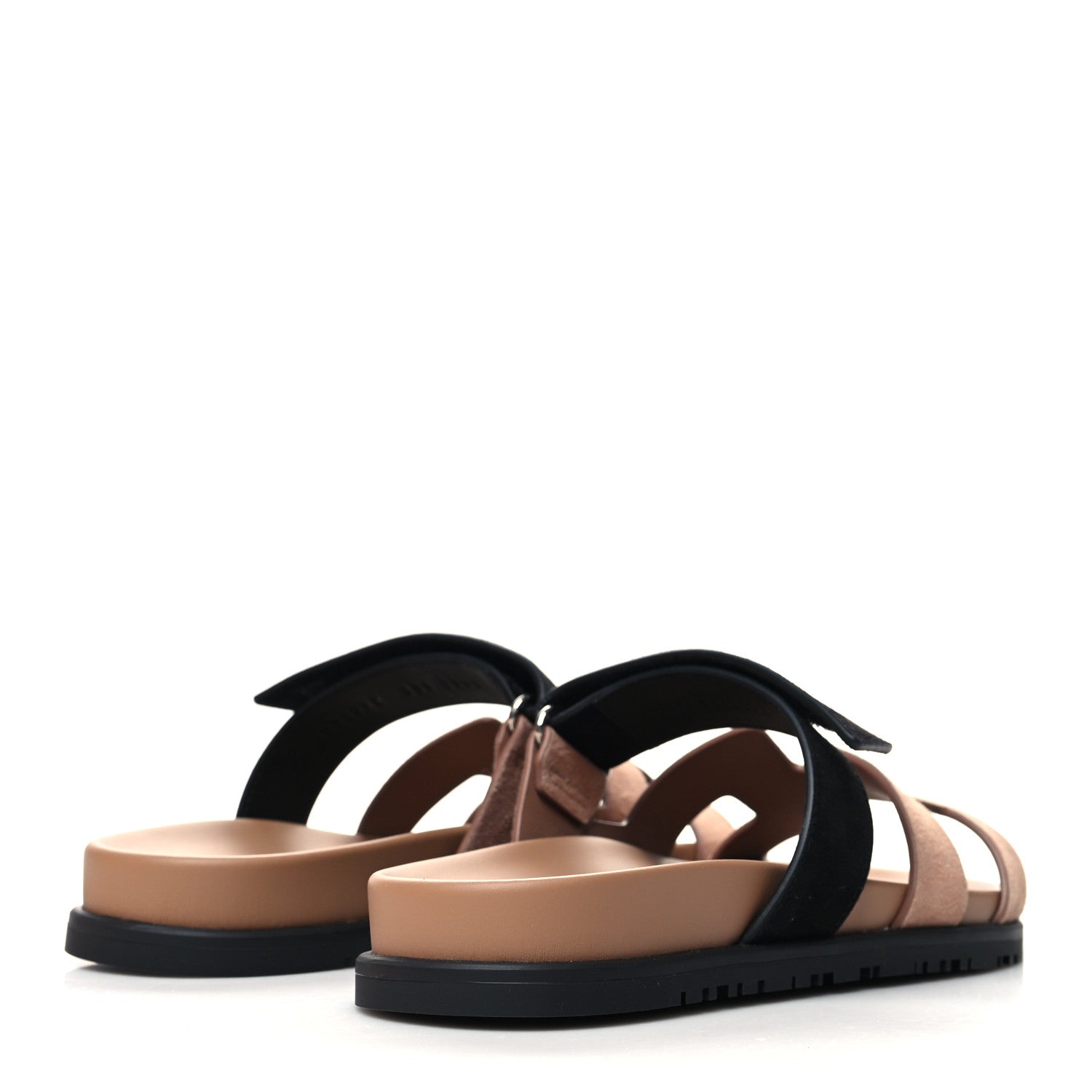 Hermes Suede Goatskin Womens Chypre Sandals 38.5 Rose Perle Black 4 of 8